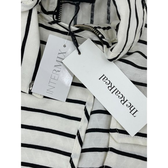 NWT Marissa Webb White Black Striped Kayla Wrap Belt Crop Jacket Size Small $598 - Picture 11 of 16